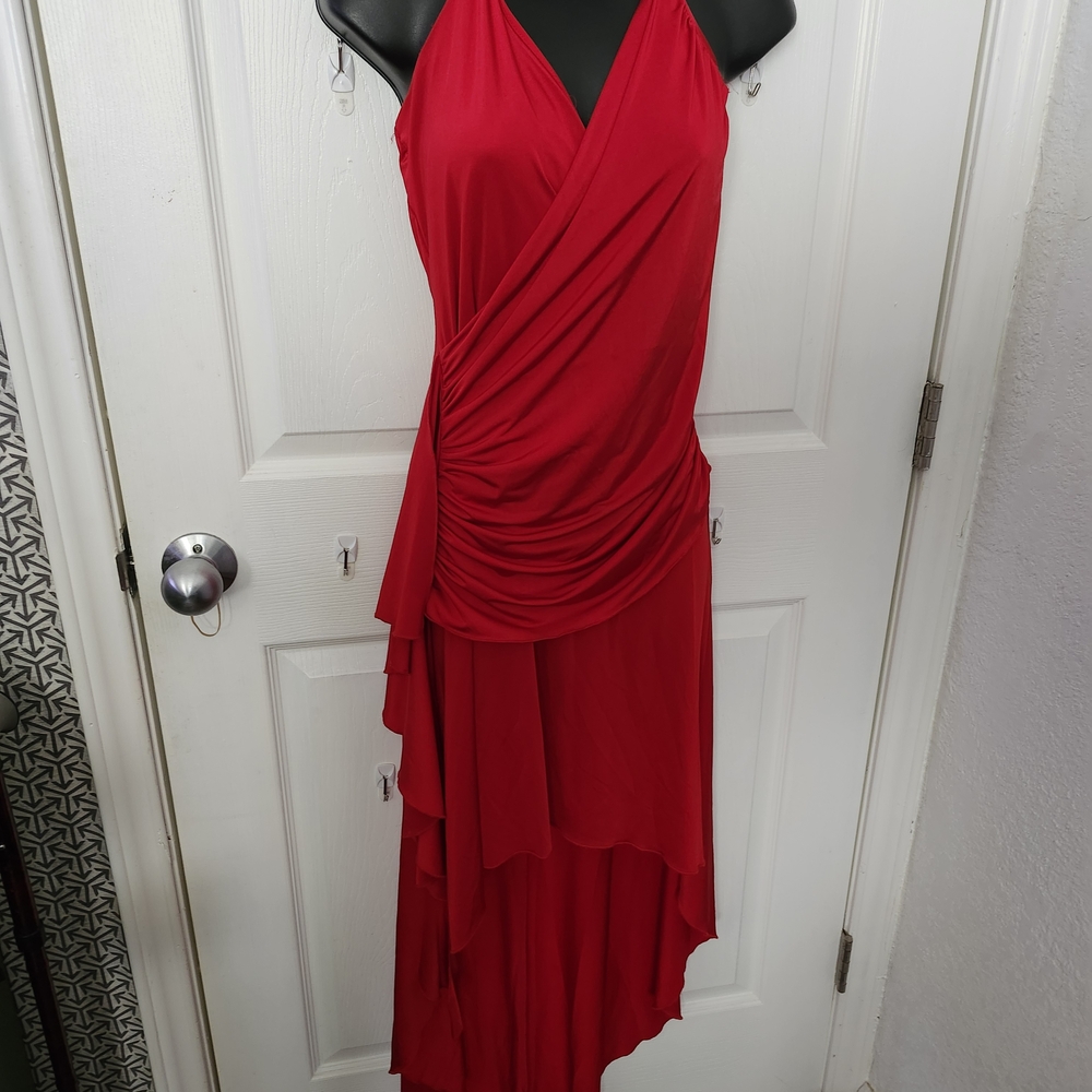 Chic Red High Low Dress